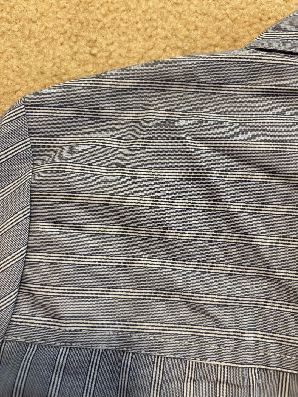 J. Crew Blue and White Striped Cap-Sleeve Button Shirt